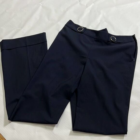 TORY BURCH CUFF FLARE LEG BLACK DRESS PANTS SIZE 4 - Picture 8 of 9